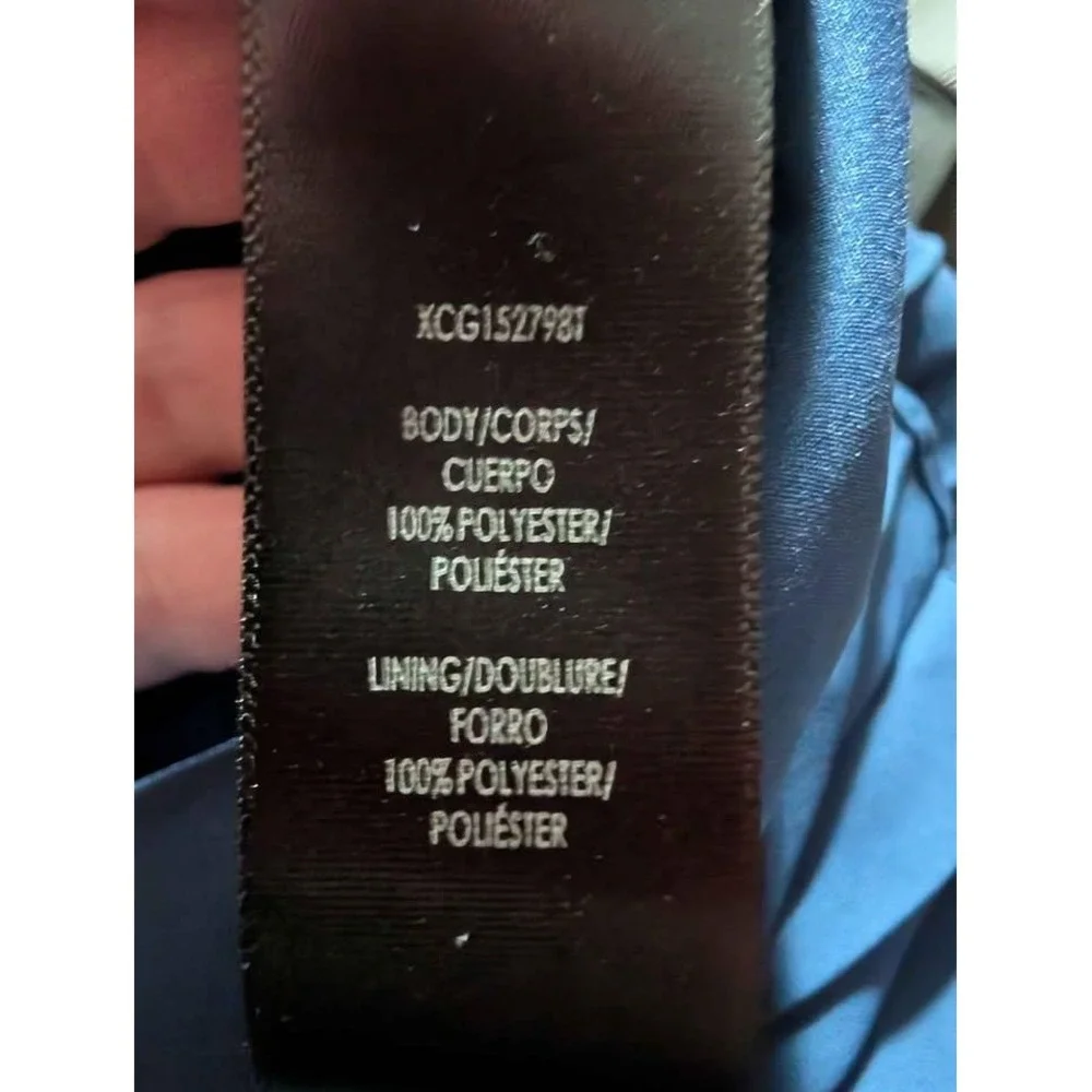 Halston Blue Pleated Overlay Halter Cocktail Dress Size 12‎